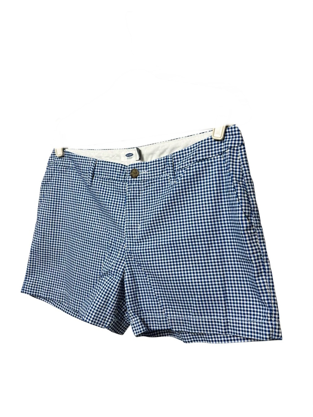Old Navy blue white gingham cotton chino everyday mid rise summer shorts size 8 - Picture 7 of 14
